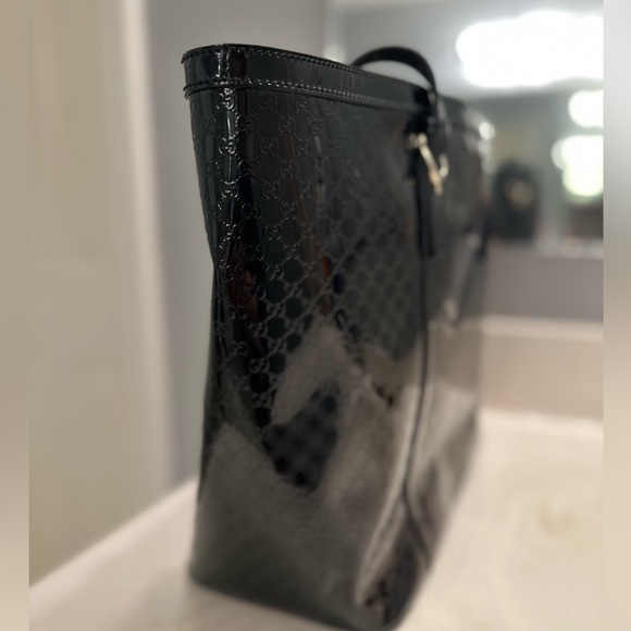 NWT Gucci Microguccissima Patent Leather Nice Tote - Black - Picture 5 of 13